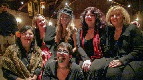 TABORSPACE, PORTLAND, ORE. (November 1, 2013) Erin Donley, Clara Phoenix, Delila Olsson, Barbari Robitaille, Paula Austin, and Jen Violi are friends who organized the second annual Day of the Dead Celebration in Portland, Ore. on November 1. (Photo by Kaley Perkins / Independent Journalist